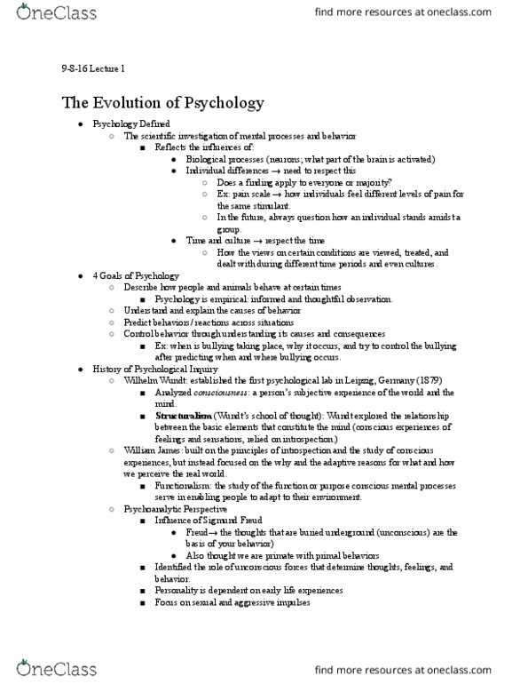 PSYCH 111 Lecture Notes - Lecture 1: Job Satisfaction, Learning, Cultural Psychology thumbnail
