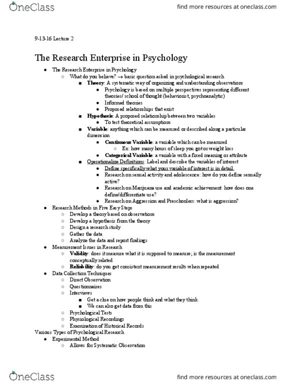 PSYCH 111 Lecture Notes - Lecture 2: Observer-Expectancy Effect, Social Desirability Bias, Behaviorism thumbnail