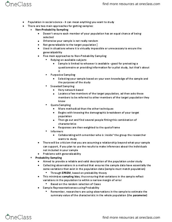 SOC200H1 Lecture Notes - Lecture 4: Statistical Hypothesis Testing, Sampling Frame, Nomothetic thumbnail