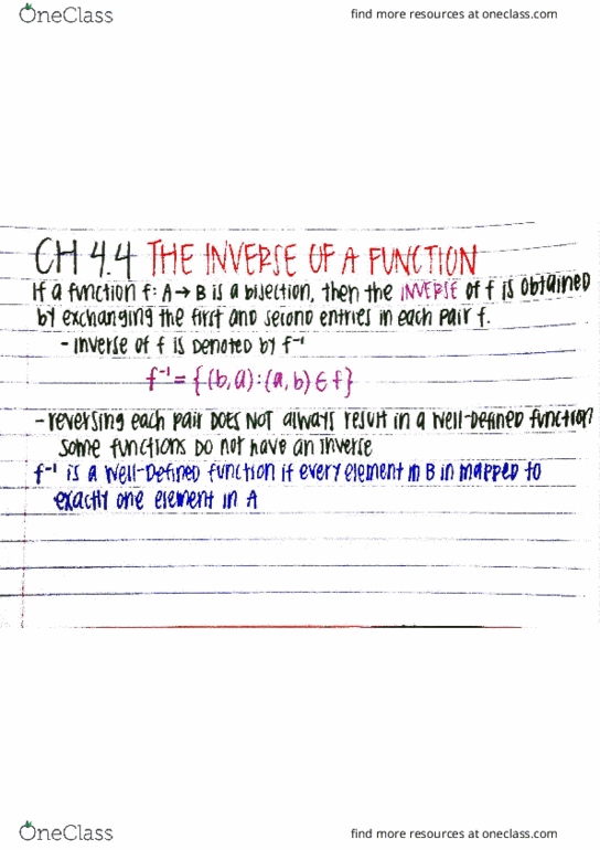 I&C SCI 6B Chapter 4.4-4.6: THE INVERSE OF A FUNCTION / COMPOSITION OF FUNCTIONS / LOGARITHMS AND EXPONENTS thumbnail