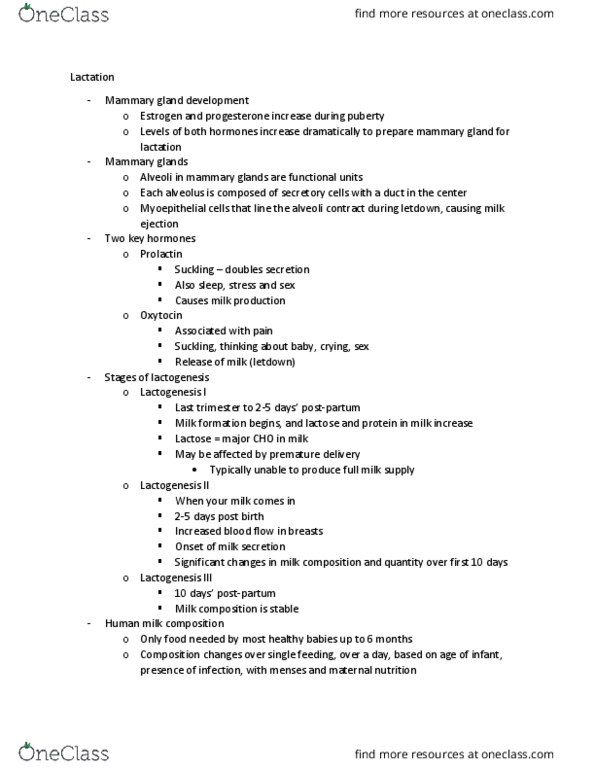 NUTR 2050 Lecture Notes - Lecture 11: Infant Mortality, Postpartum Bleeding, Baby Food thumbnail