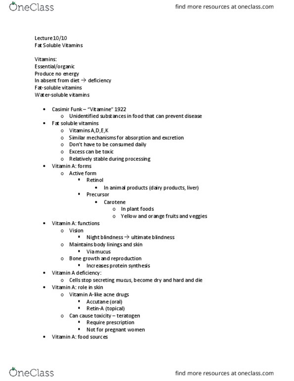 HUMNNTR 2210 Lecture Notes - Lecture 16: Arthralgia, Spinach, Beta-Carotene thumbnail