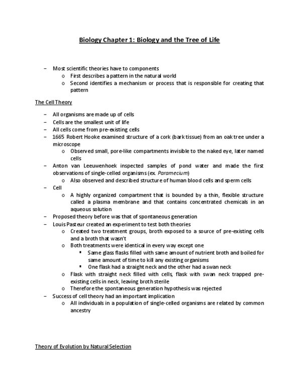 BIOLOGY 1A03 Chapter Notes - Chapter 1: Selective Breeding, Louis Pasteur, Null Hypothesis thumbnail