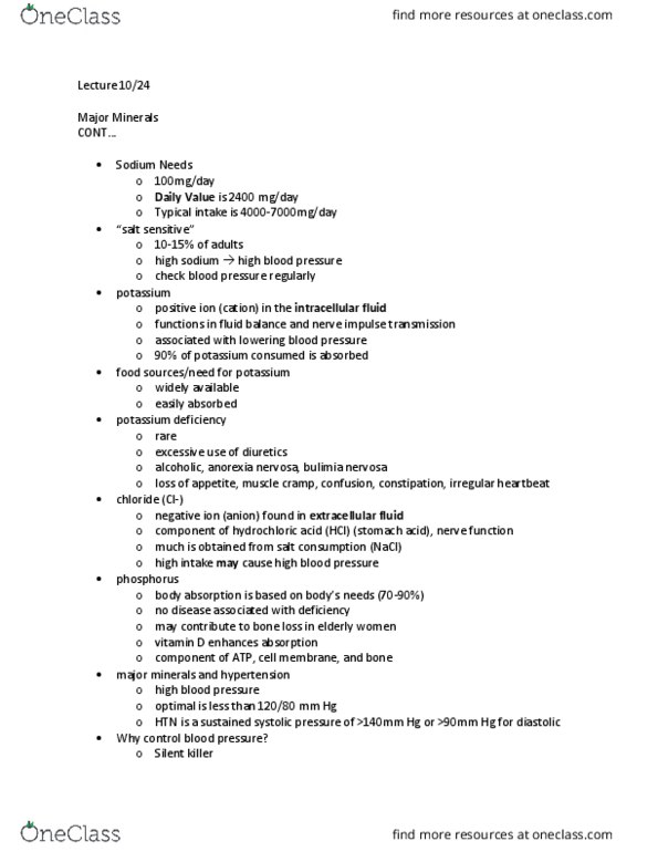 HUMNNTR 2210 Lecture Notes - Lecture 19: Anorexia Nervosa, Fluid Compartments, Diuretic thumbnail