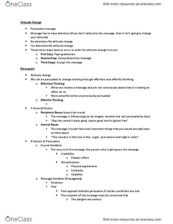 PSY 254 Lecture Notes - Lecture 5: Attitude Change, Three Steps, Toothpaste thumbnail