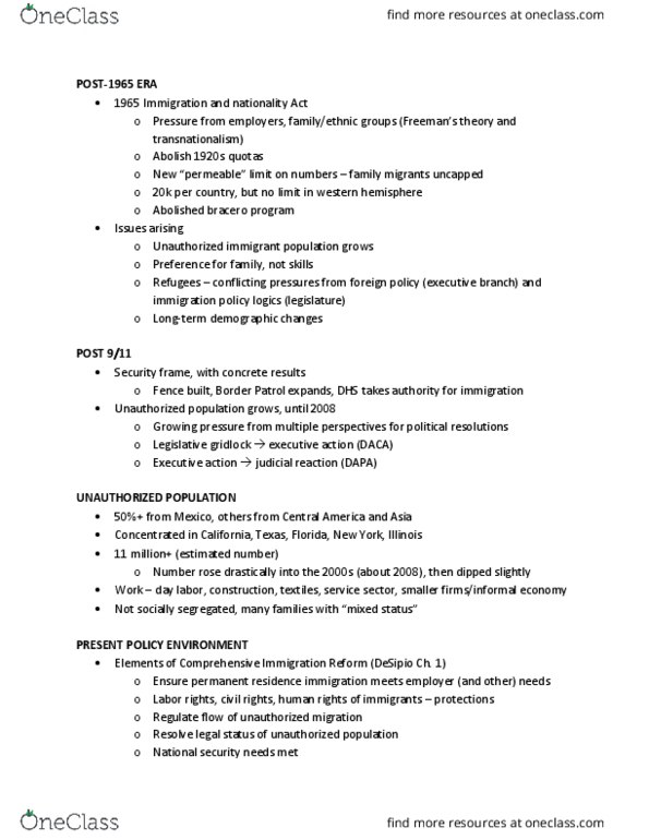 POLISCI 391AP Lecture Notes - Lecture 2: Stakeholder Analysis, Bracero Program, Transnationalism thumbnail