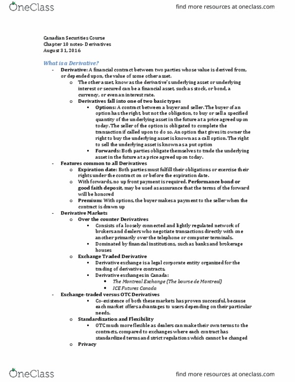 Business Administration - Financial Planning RFC125 Chapter 10: CSC Chapter 10 notes thumbnail