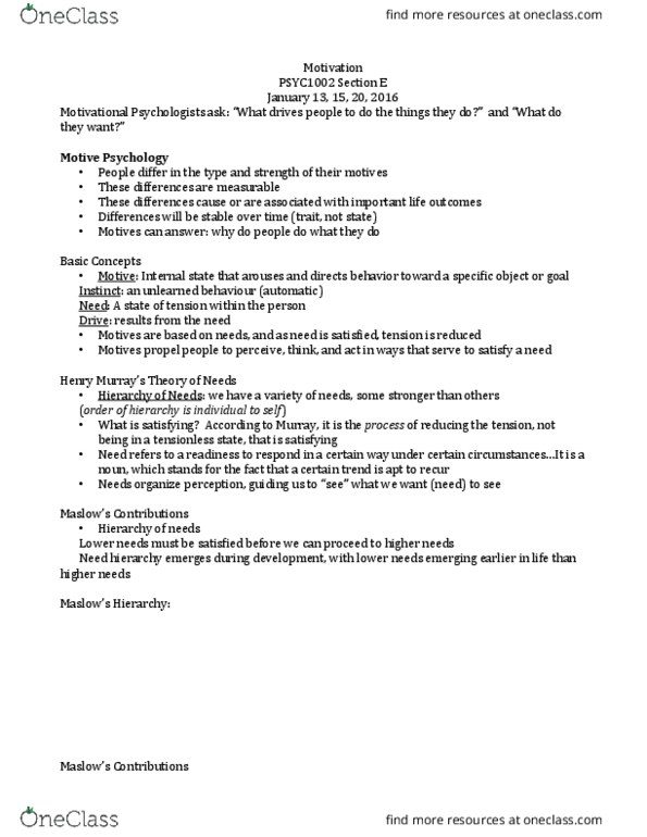 PSYC 1002 Lecture Notes - Lecture 2: Autonomic Nervous System, Ring Toss, Weight Loss thumbnail