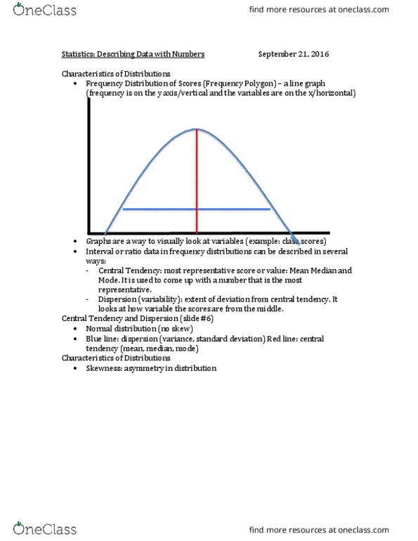PSYC 2001 Lecture Notes - Lecture 5: Kurtosis, Normal Distribution, Skewness thumbnail
