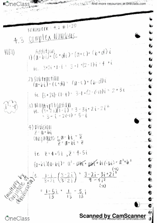 MATH 2171 Lecture 9: 4.3: Complex Numbers thumbnail