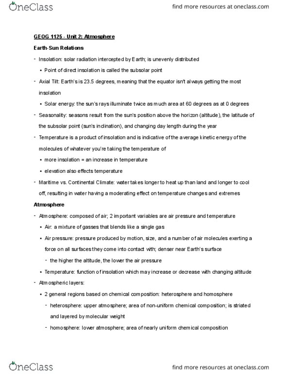 GEOG 1125 Lecture Notes - Lecture 2: Carbon Cycle, Adaptive Capacity, Positive Feedback thumbnail