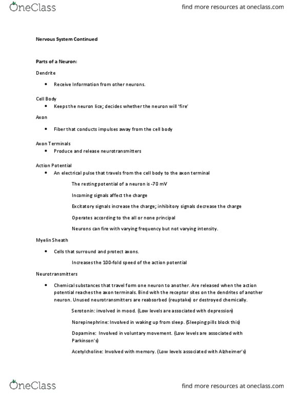 PSYC 111 Lecture Notes - Lecture 25: Cerebral Circulation, Myelin, Neurogenesis thumbnail