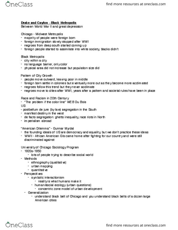 AMER 1002W Chapter Notes - Chapter All: Fourteenth Amendment To The United States Constitution, Reconstruction Era, Concentric Zone Model thumbnail