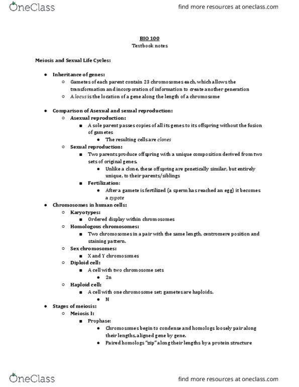 BIO 100 Chapter Notes - Chapter 10: Nuclear Membrane, Centrosome, Telophase thumbnail