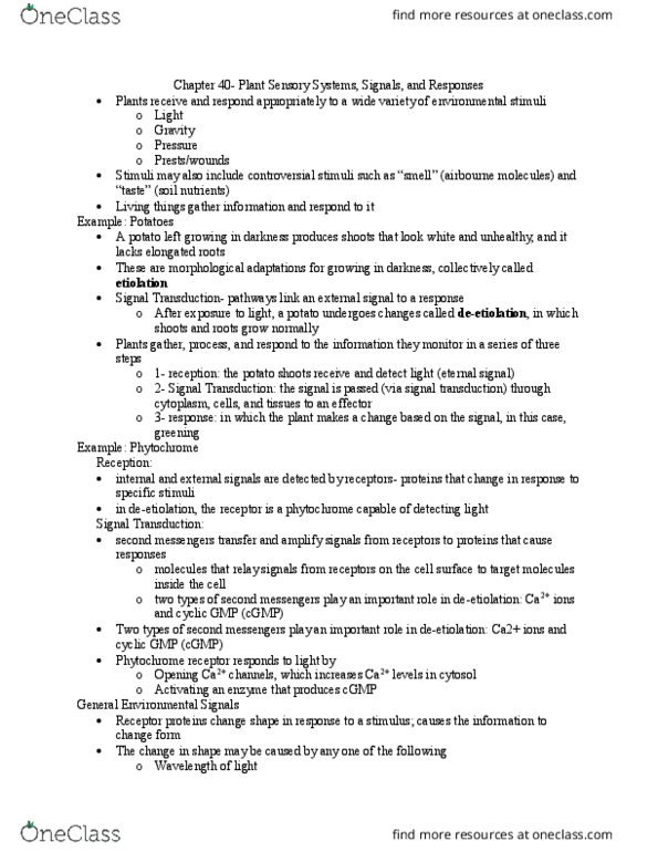 BIOL 119 Lecture Notes - Lecture 1: Xylem, Thigmotropism, Membrane Potential thumbnail