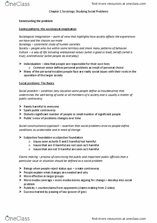 SYG-2010 Chapter Notes - Chapter 1: Labeling Theory, Social Disorganization Theory, Far-Left Politics thumbnail