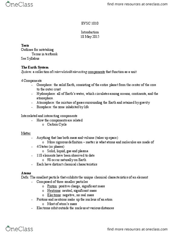 EVSC 1010 Lecture Notes - Lecture 1: Coffee Cup, Carbon-12, Electromagnetic Radiation thumbnail