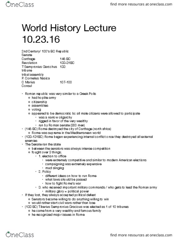 HIST 010 Lecture 14: 2nd Century / Beginning of Roman Revolution thumbnail