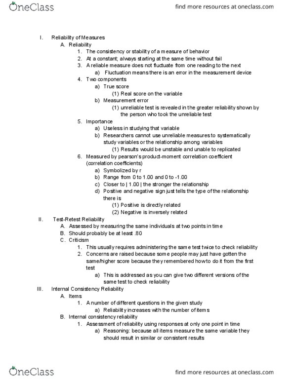 PSYC 202 Chapter Notes - Chapter 5: Internal Consistency, Discriminant, Operational Definition thumbnail