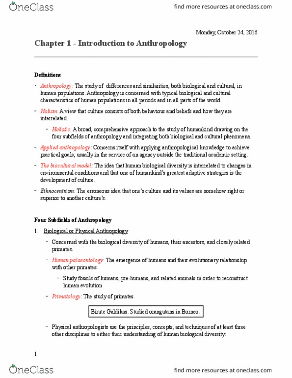 ANTHROP 1AA3 Chapter Notes - Chapter 1: Structural Linguistics, Historical Archaeology, Forensic Anthropology thumbnail