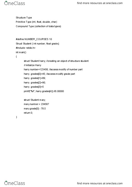 Software Development Degree BTP100 Lecture Notes - Lecture 4: Scanf Format String thumbnail