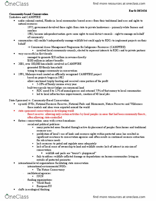 GEOG 339 Lecture Notes - Lecture 10: Ecotourism, Dian Fossey, Knowledge thumbnail