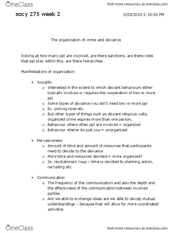 SOCY 275 Lecture Notes - Lecture 2: Informal Social Control, Grou, Scalability thumbnail