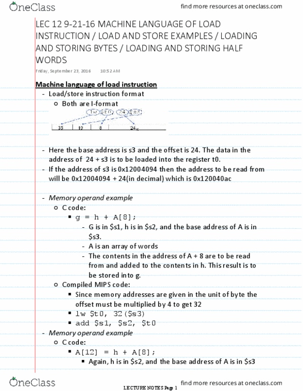 CSCE 2214 Lecture Notes - Lecture 12: Machine Code, Operand, Louisiana Baptist University thumbnail