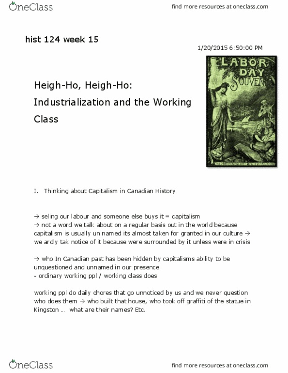 HIST 124 Lecture Notes - Lecture 15: Expulsion Of The Acadians, Labour Power, Transact thumbnail