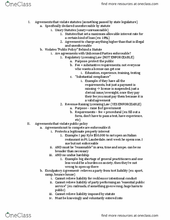 BSL 212 Lecture Notes - Lecture 13: Usury, Fine Print, Unconscionability thumbnail