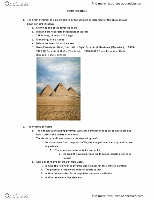 AHS 017A Lecture Notes - Lecture 7: Diorite, Mastaba, Mudbrick thumbnail