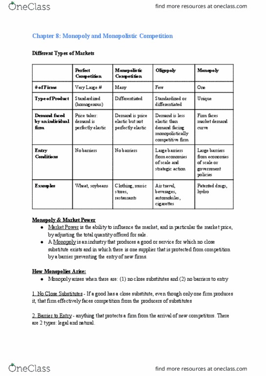 MGCR 293 Lecture Notes - Lecture 12: Monopolistic Competition, Average Cost, Natural Monopoly thumbnail