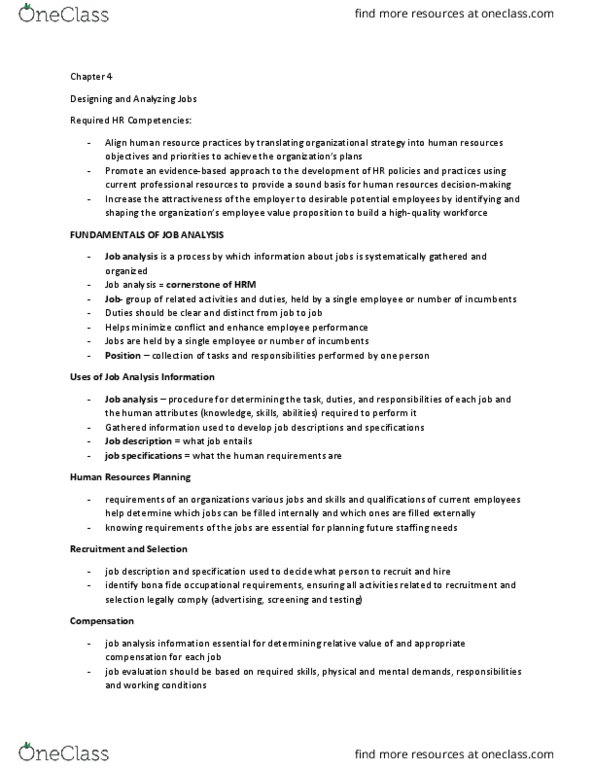 BU354 Chapter Notes - Chapter 4: Job Analysis, Job Enrichment, Industrial Engineering thumbnail