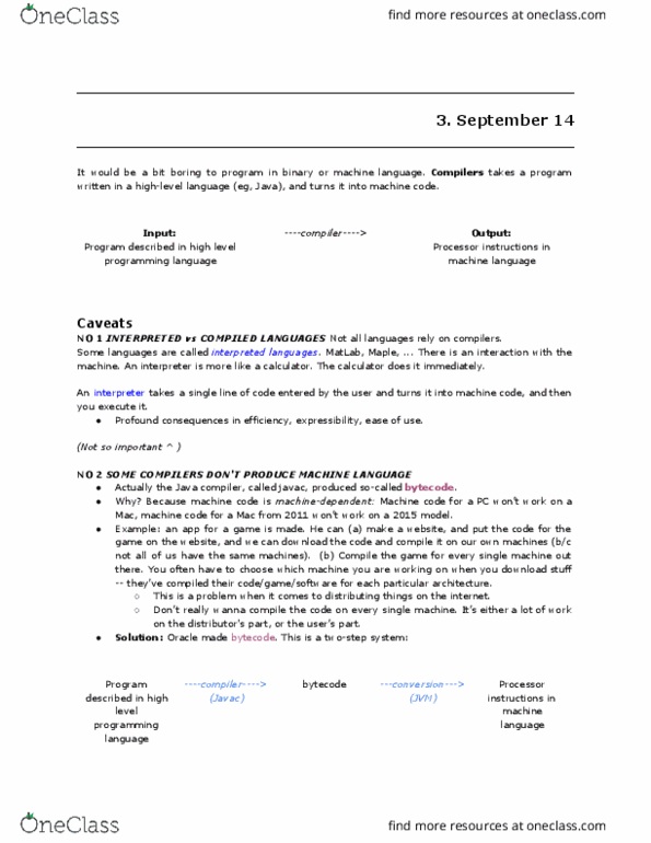 COMP 202 Lecture Notes - Lecture 3: Machine Code, Javac, Matlab thumbnail