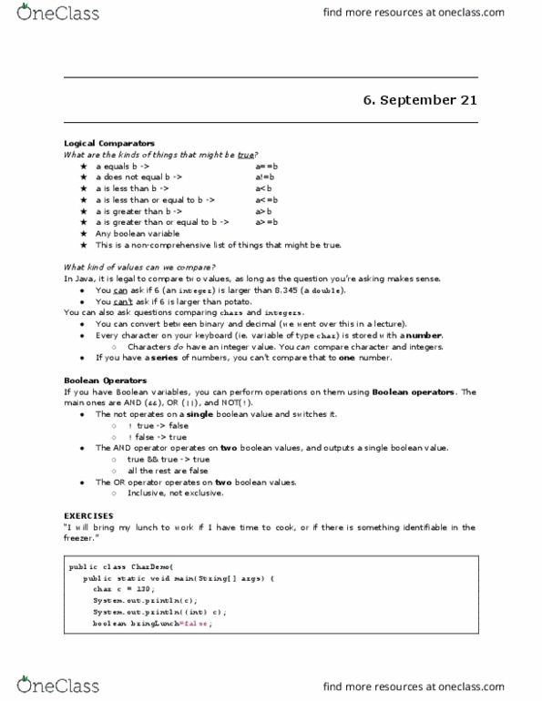 COMP 202 Lecture Notes - Lecture 6: Camel Case, Washing Machine thumbnail