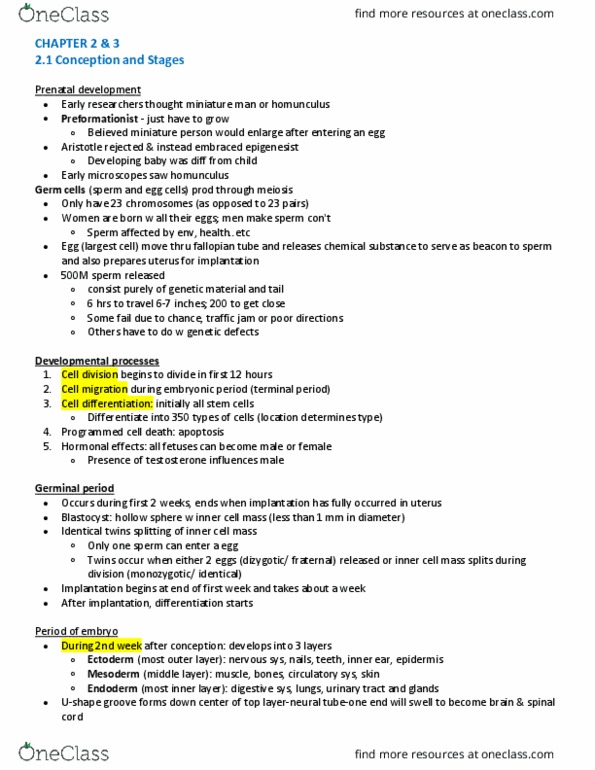 PSYC 251 Chapter Notes - Chapter 2,3: Neural Tube Defect, Amniotic Sac, Fetal Alcohol Spectrum Disorder thumbnail