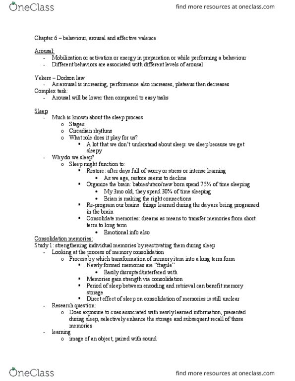 PSYC 4750 Chapter Notes - Chapter 6: Memory Consolidation, Circadian Rhythm, Research Question thumbnail