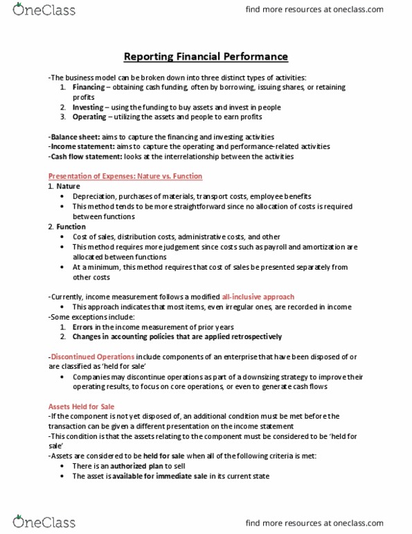 BU387 Lecture Notes - Lecture 14: Cash Flow Statement, Net Income, Income Statement thumbnail