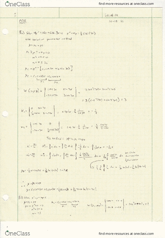 MATH 2306 Lecture 19: Sect. 4.6 Variation of Parameters thumbnail