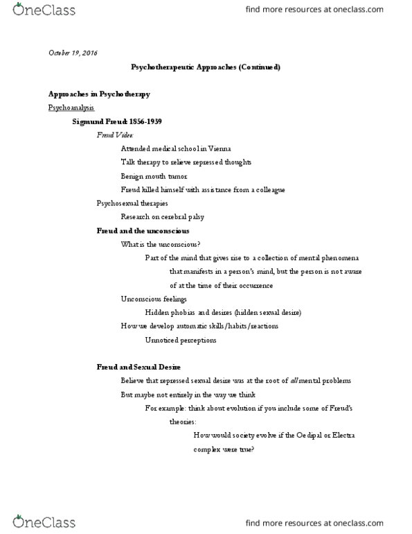 PSY 210 Lecture Notes - Lecture 21: Carl Jung, Edward Bernays, Sigmund Freud thumbnail