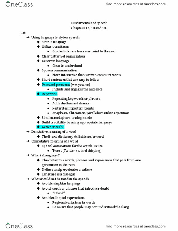 CMST 101 Lecture Notes - Lecture 6: Malapropism, Pet Adoption, Paralanguage thumbnail