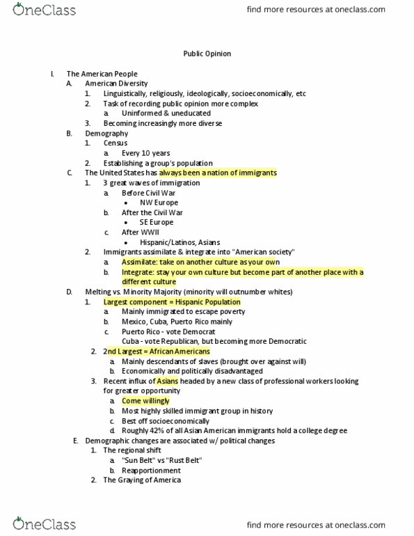 POLS 1336 Lecture Notes - Lecture 7: Theories Of Political Behavior, Informal Learning, The American Voter thumbnail