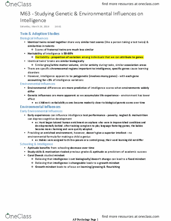 PSYCH 1X03 Lecture 1: M63 - Studying Genetic & Environmental Influences thumbnail