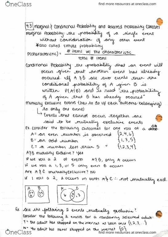 STA 120 Lecture 11: 4.2 Marginal & Conditional Probability and Related Probability Concepts thumbnail