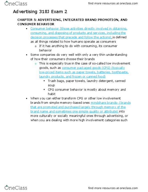 ADV 318J Chapter 5-8: Advertising 318J Exam 2 thumbnail