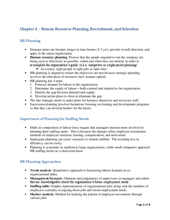 Management and Organizational Studies 1021A/B Chapter Notes - Chapter 4: Human Capital, Job Sharing, Employment Agency thumbnail