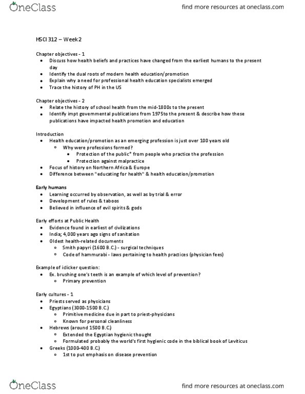 HSCI 312 Lecture Notes - Lecture 2: Health Promotion, Highway Engineering, Presenteeism thumbnail