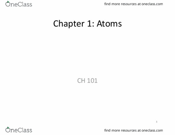 CH 101 Lecture Notes - Lecture 1: Unified Atomic Mass Unit thumbnail
