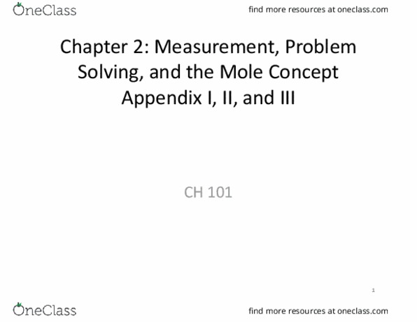 CH 101 Lecture Notes - Lecture 1: Molar Mass, Calorie, Unified Atomic Mass Unit thumbnail