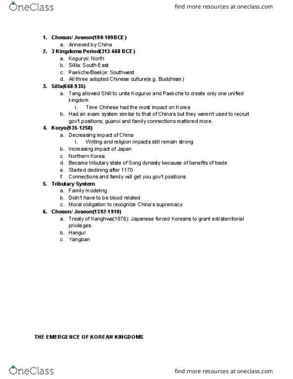 ASNS 1150 Lecture Notes - Lecture 3: Three Kingdoms Of Korea, Korean Language, Jinhan Confederacy thumbnail